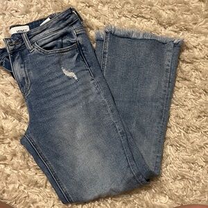 Vervet Women's Distressed Light Blue Cropped Jeans